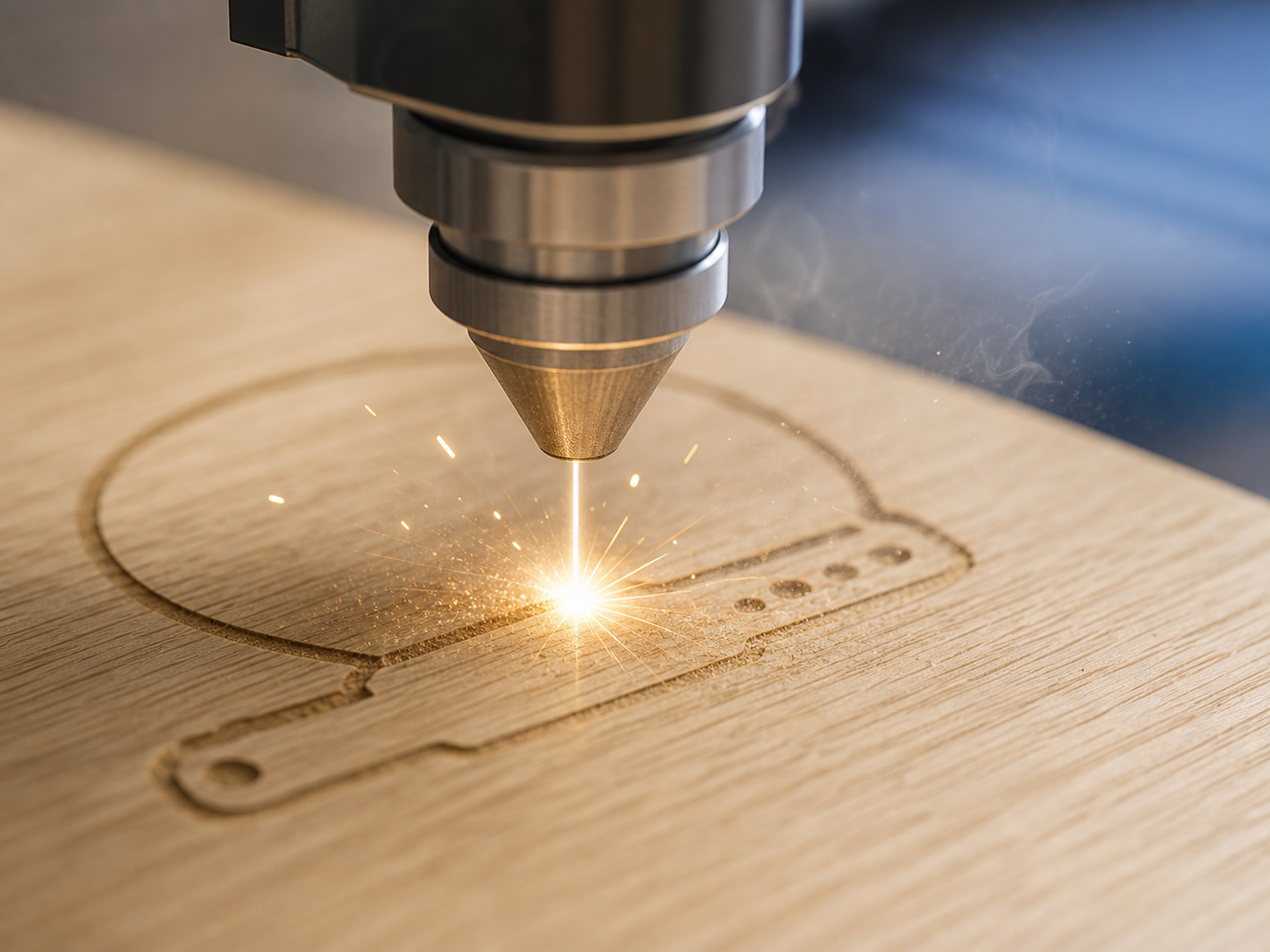 Gravure laser sur une planche de bois